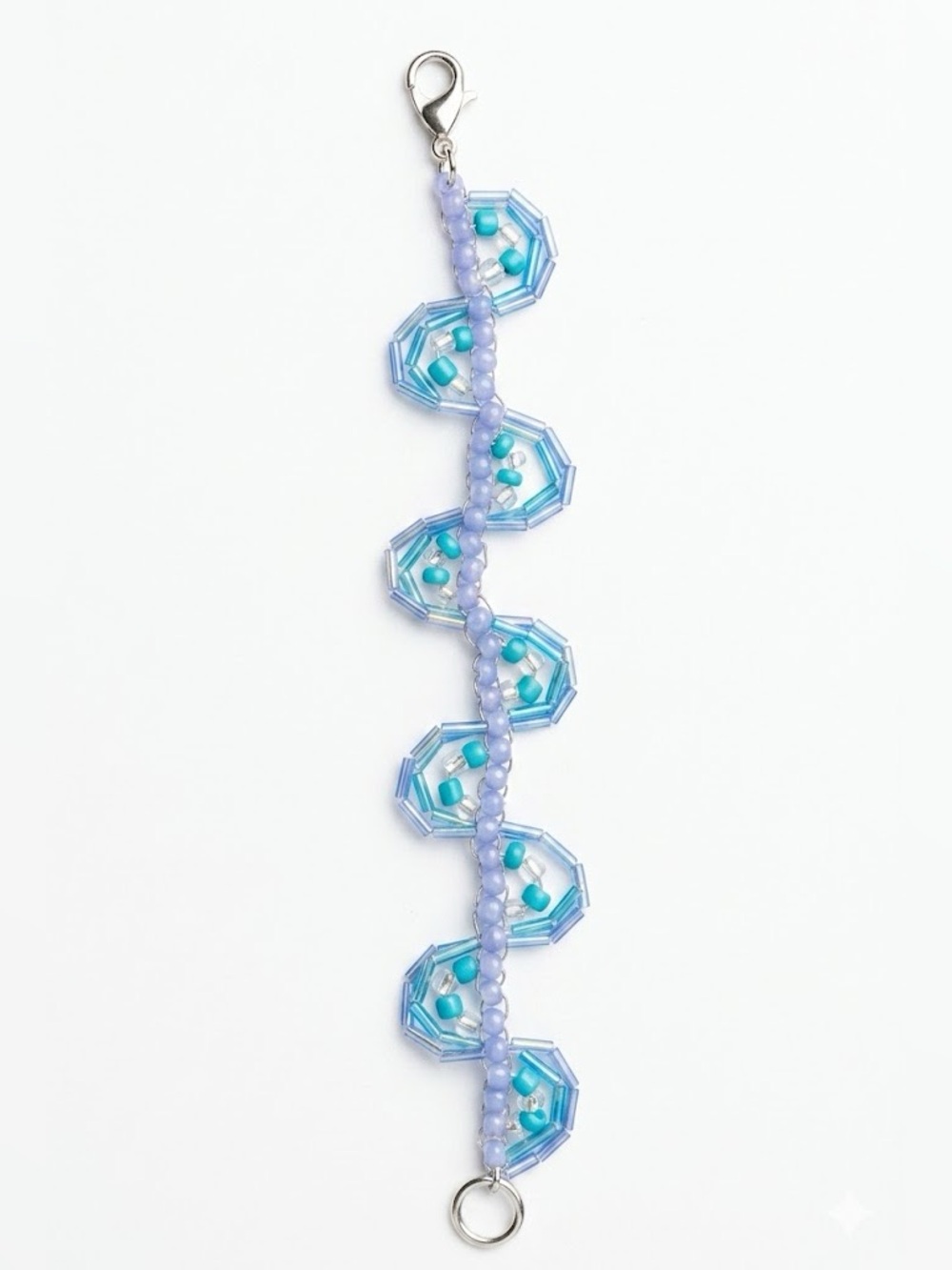 Handmade Beaded Blue Ocean Spiral Bracelet - Picture 3 of 8